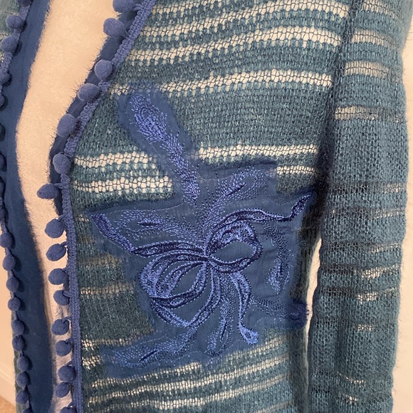 Appliqué and Pom Pom Long Duster Cardigan - Picture 4 of 8